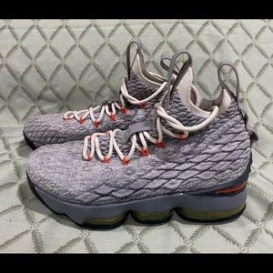 Nike LeBron 15 GS Grey/Orange Shoes 922811-080
